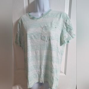 Sunday Work Clothes Mint Green Striped Women's Shirt Sz: M
